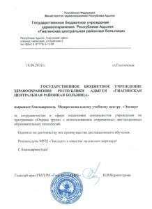 Благодарственное письмо "Газпром" Челябинск